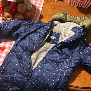 Lands' End Blue Star Print Puffer Jacket